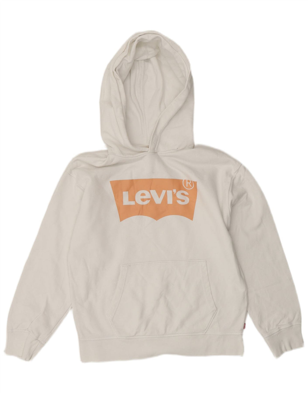 Damski sweter oversize z kapturem i grafiką LEVI'S UK 6 XS, biała bawełna