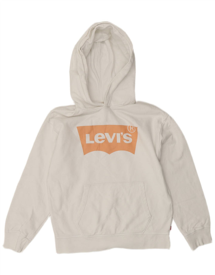 Damski sweter oversize z kapturem i grafiką LEVI'S UK 6 XS, biała bawełna