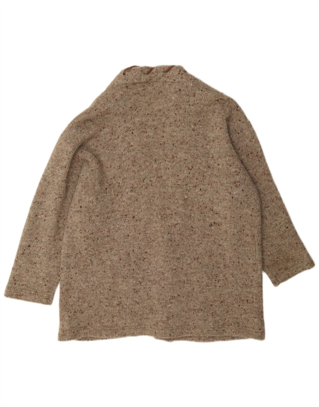 Bianco Blu Damski sweter rozpinany UK 14 Średni brązowy, wełniany nakrapiany
