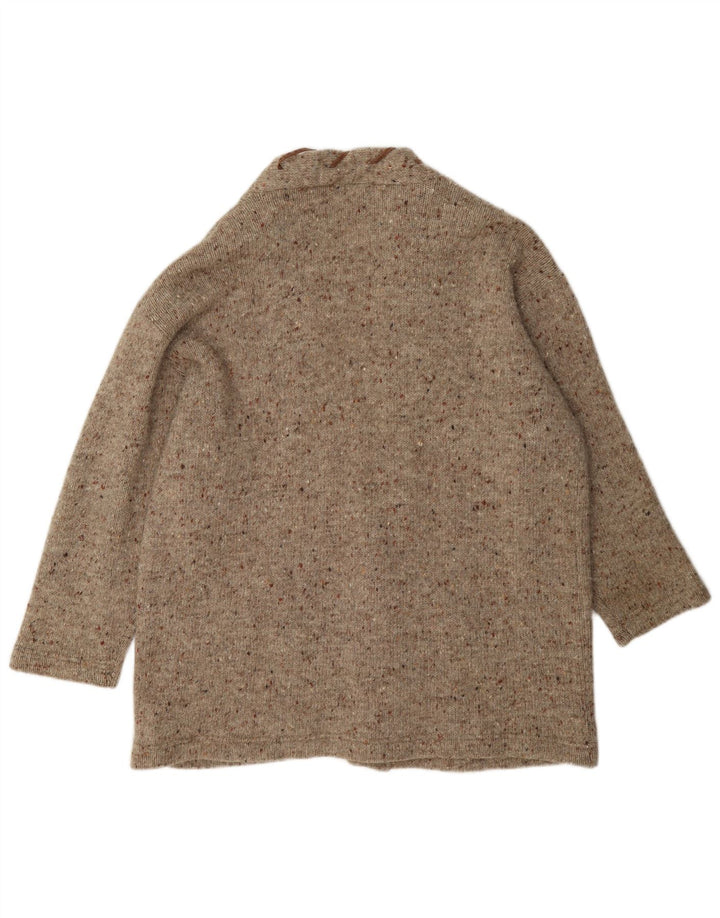 Bianco Blu Damski sweter rozpinany UK 14 Średni brązowy, wełniany nakrapiany