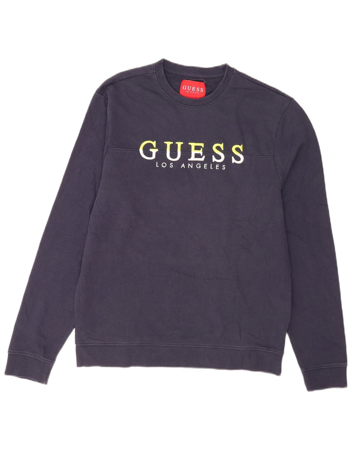 Męska bluza Guess z grafiką, średnia, granatowa, bawełniana