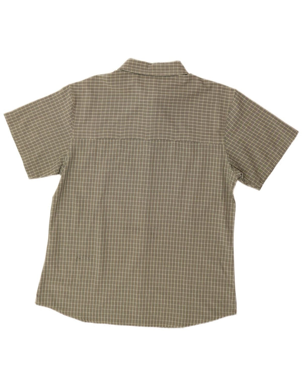 JACK WOLFSKIN Womens Short Sleeve Shirt UK 18 XL Khaki Check Polyester