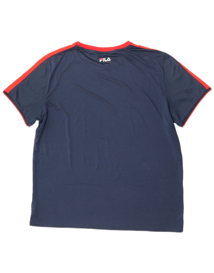T-shirt męski Fila Top 2XL Granatowy poliester z blokami kolorów