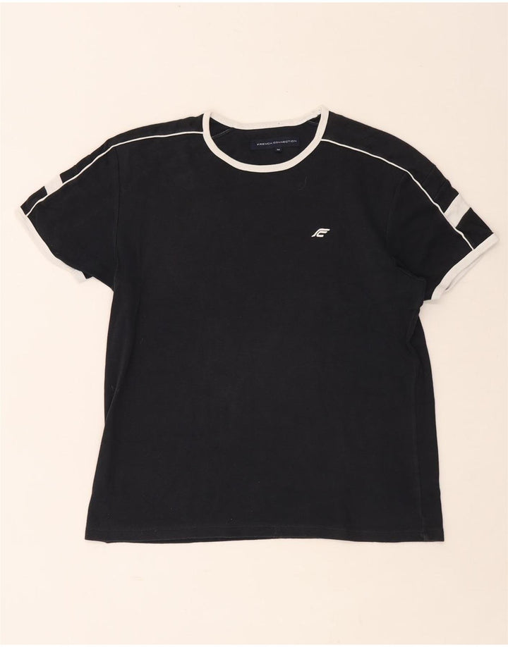 T-shirt męski French Connection Top, bawełna, średnia czarna, z blokami kolorów