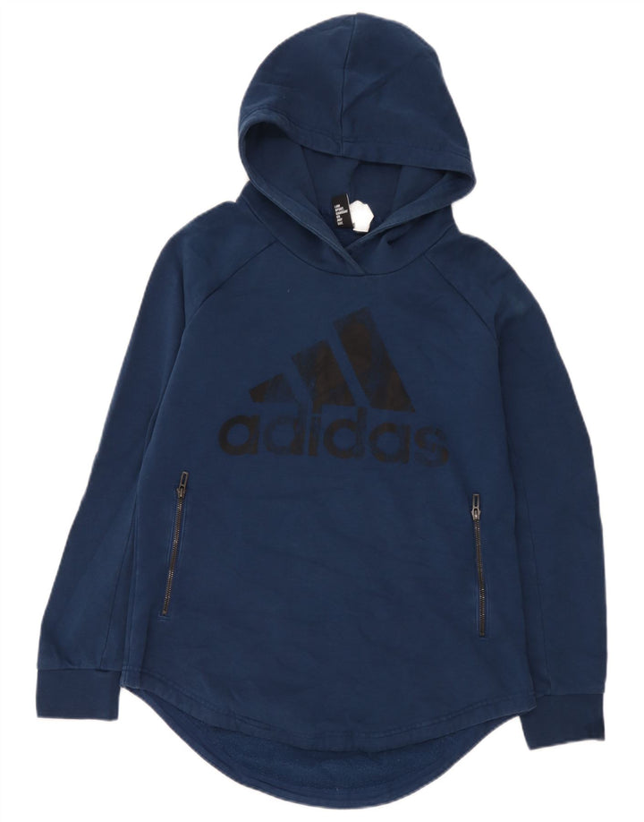 Męska bluza z kapturem Adidas Graphic, średnia niebieska, bawełniana