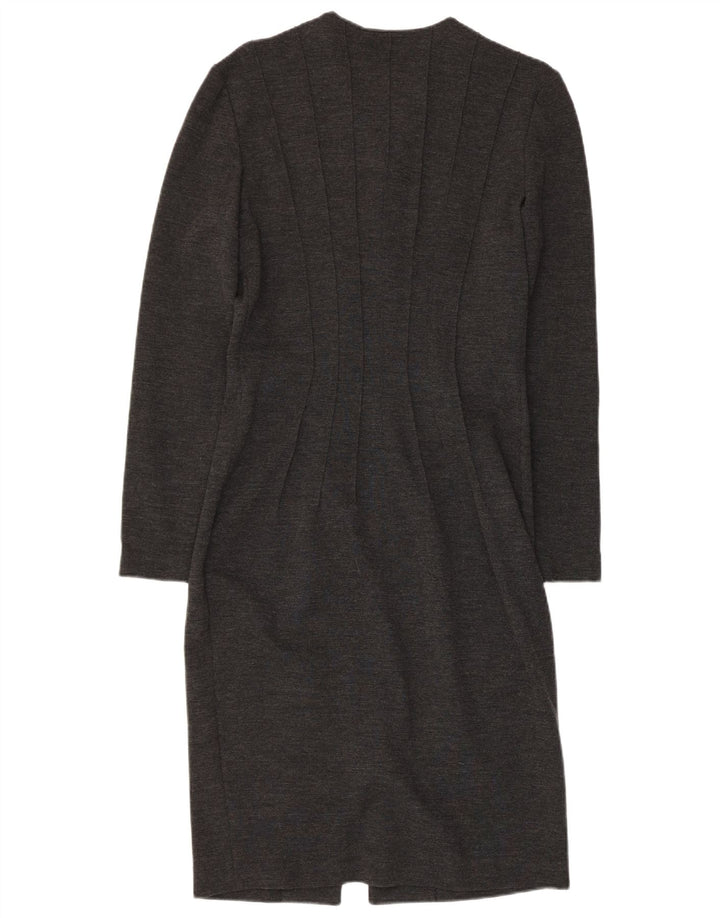 GAI MATTIOLO Damska obcisła sukienka z długim rękawem UK 16, duża, szara, dziewicza wełna