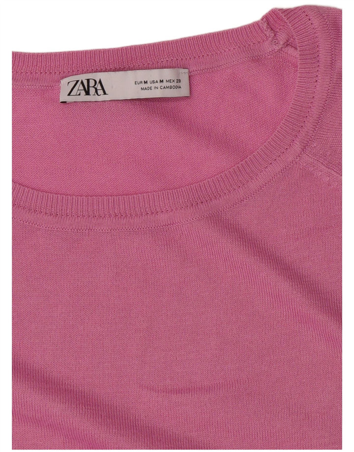 Sweter damski Zara z dekoltem w łódkę UK 14, średni róż