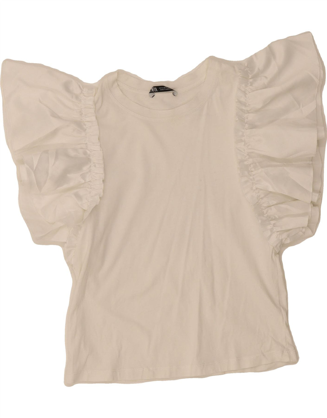ZARA Womens Crop Blouse Top UK 10 Small White Vintage Zara and Second-Hand Zara from Messina Hembry 