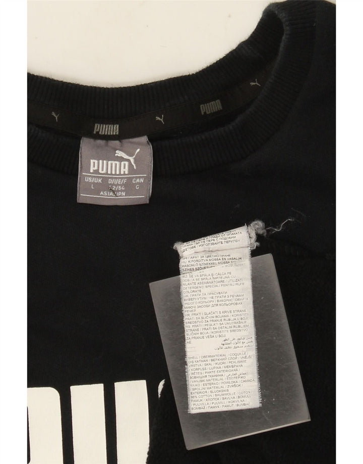 Damska bluza Puma Graphic Oversize Jumper UK 16, duża, czarna bawełna