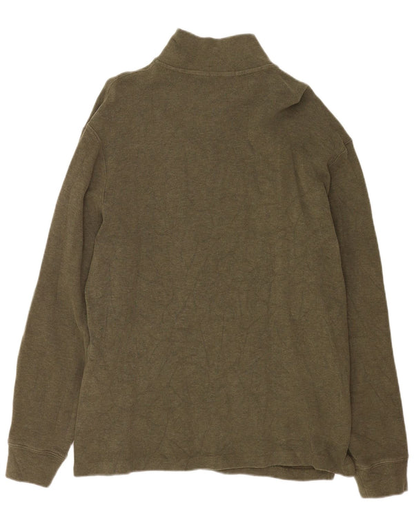 Polo Ralph Lauren Męski sweter z zamkiem błyskawicznym, duży, bawełniany khaki