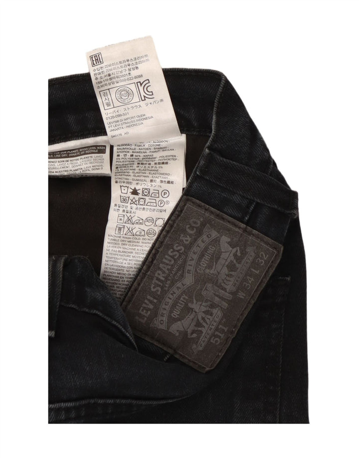 Męskie jeansy Levi's 511 Slim W34 L32 Czarna bawełna