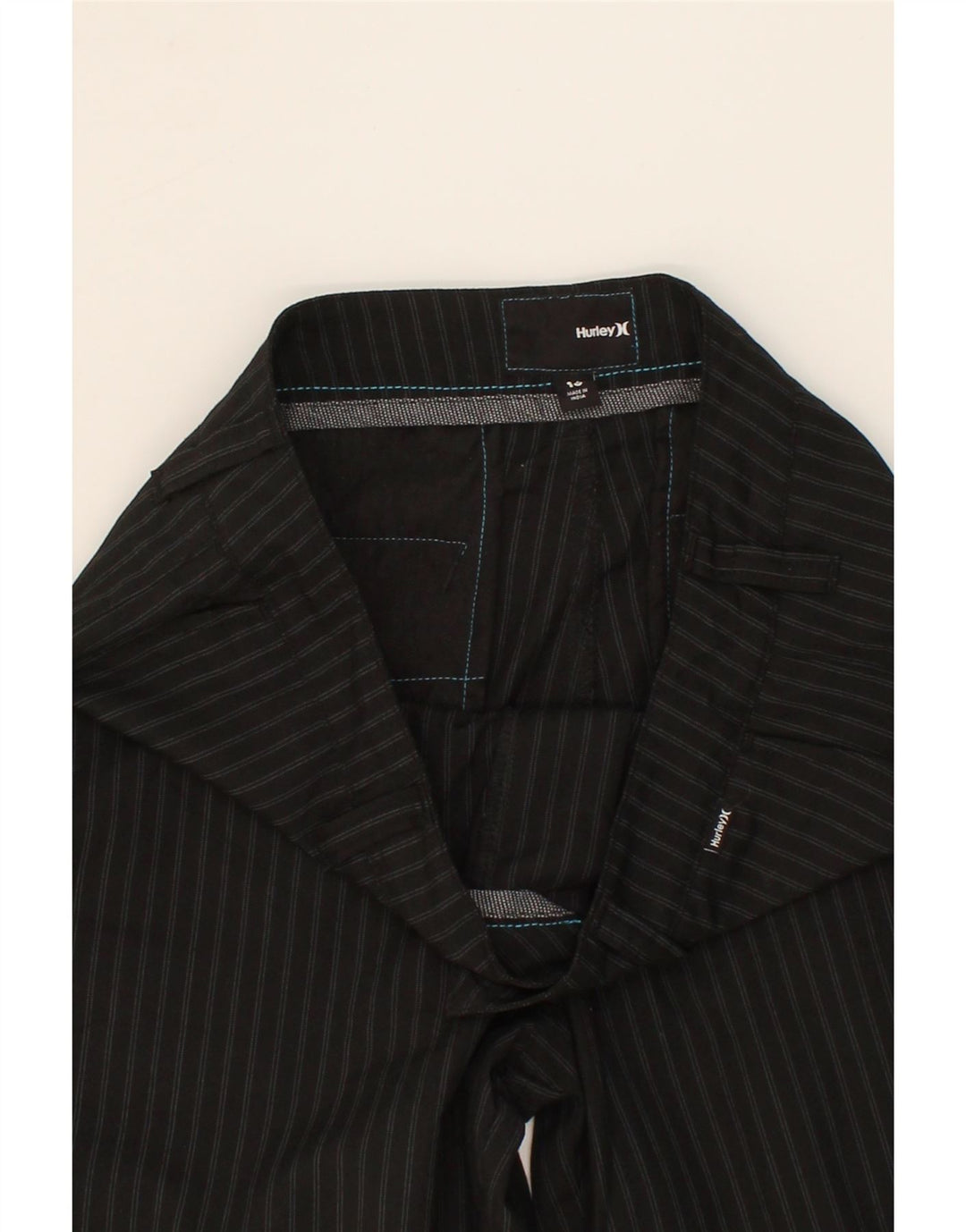 HURLEY Boys Chino Shorts 15-16 Years W31  Black Striped Polyester Vintage Hurley and Second-Hand Hurley from Messina Hembry 