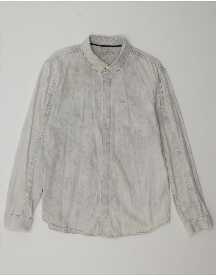 CALVIN KLEIN JEANS Mens Shirt Medium Grey Cotton Vintage Calvin Klein Jeans and Second-Hand Calvin Klein Jeans from Messina Hembry 