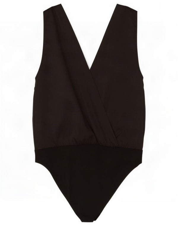 Zara Womens Sleeveless Bodysuit UK 14 Large Black Polyester
