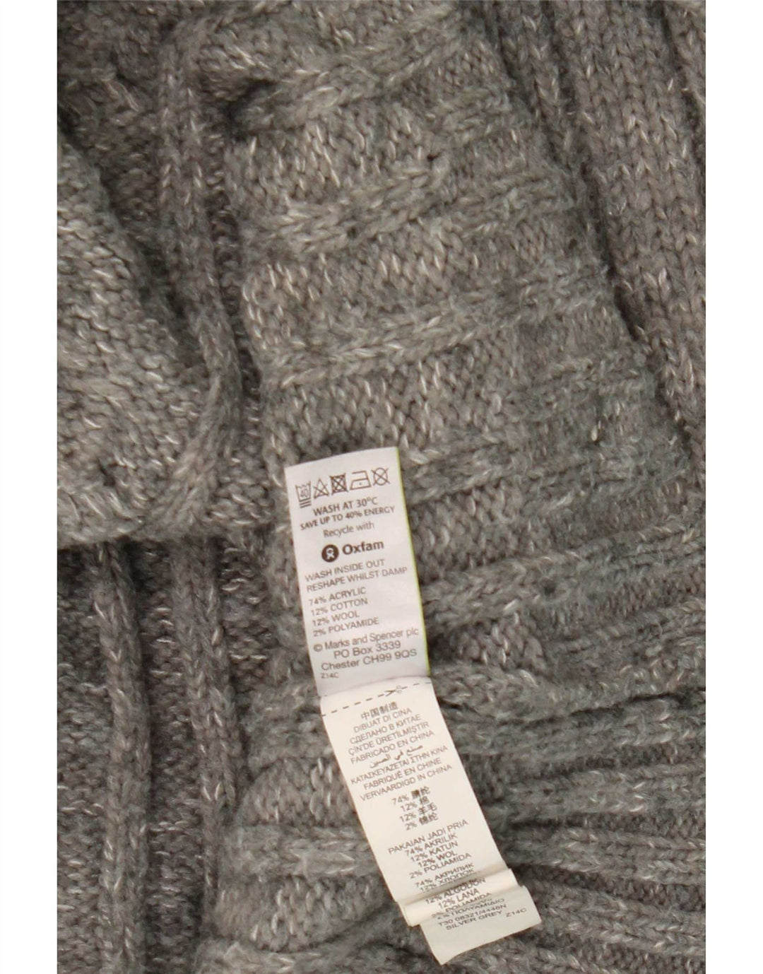 Marks & Spencer Męski sweter z zamkiem błyskawicznym XL, szary akryl