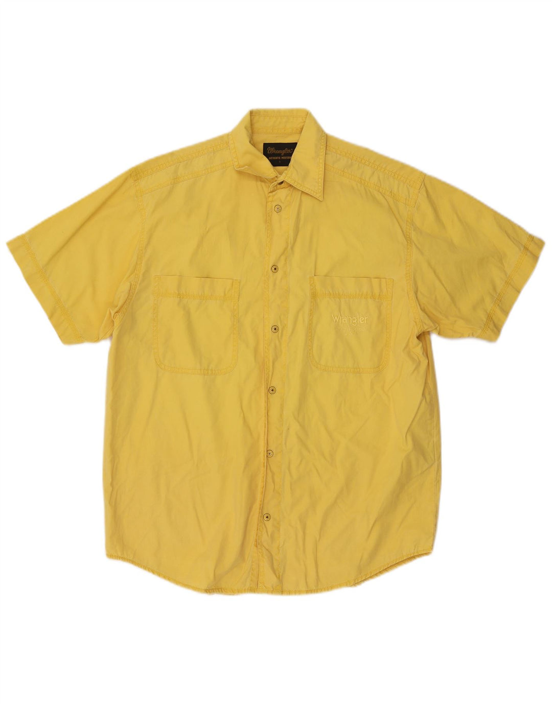 Koszula męska z krótkim rękawem Wrangler, mała, żółta, bawełniana