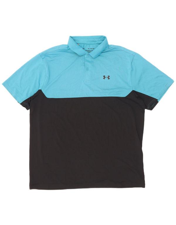 Męska koszulka polo Under Armour Heat Gear XL z niebieskiego poliestru w blokach kolorów