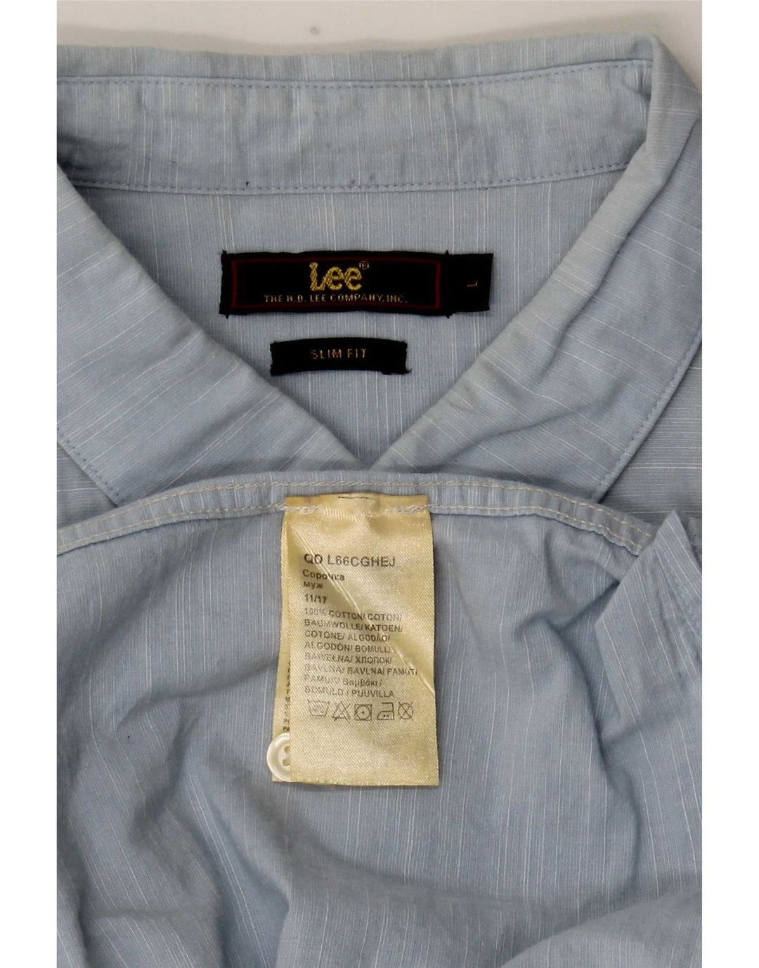 Męska koszula slim fit Lee z krótkim rękawem, duża, niebieska, bawełniana