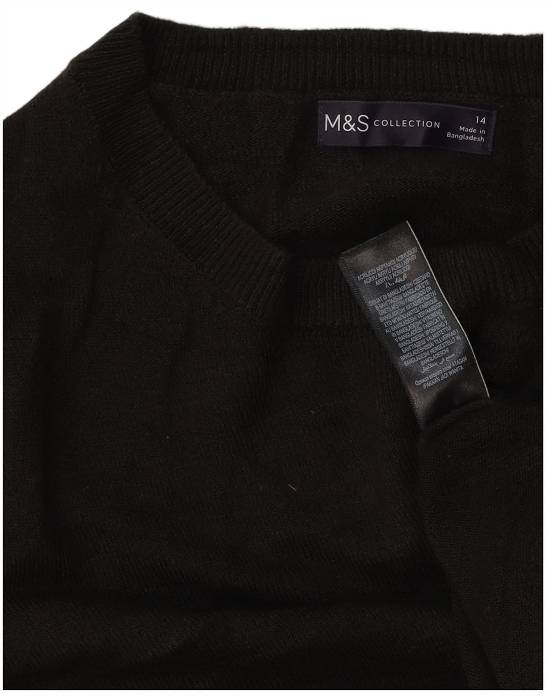 Marks & Spencer Damski sweter z okrągłym dekoltem UK 14, średni czarny akryl