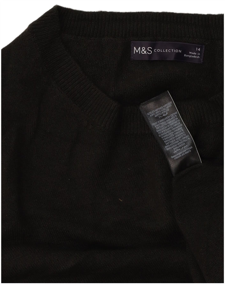 Marks & Spencer Damski sweter z okrągłym dekoltem UK 14, średni czarny akryl