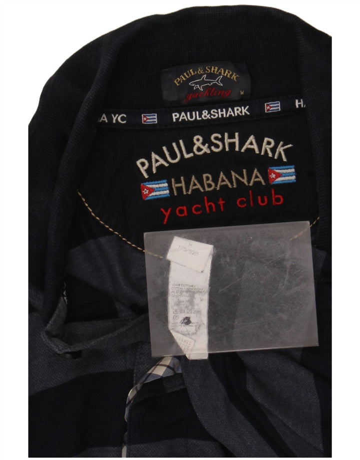 Męska żeglarska koszulka polo PAUL & SHARK, średnia, granatowa, bawełniana w paski