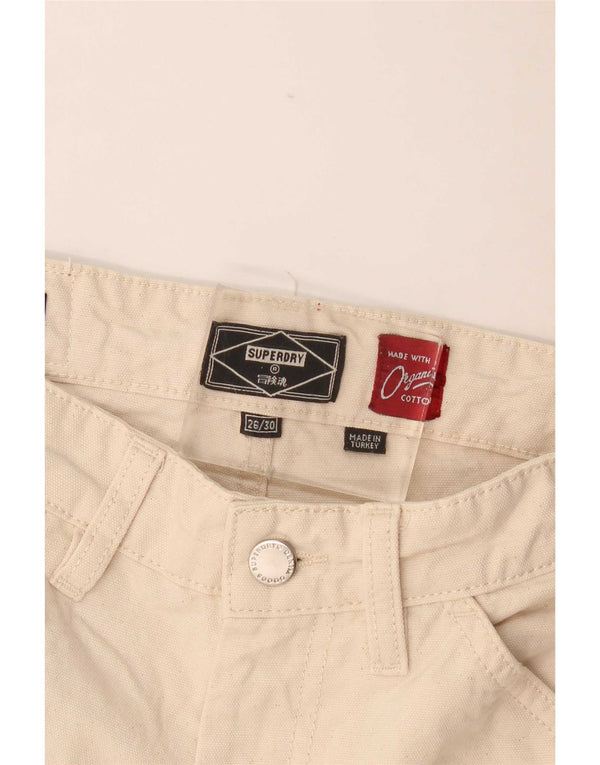 Superdry Womens Straight Cargo Trousers W26 L30 Beige