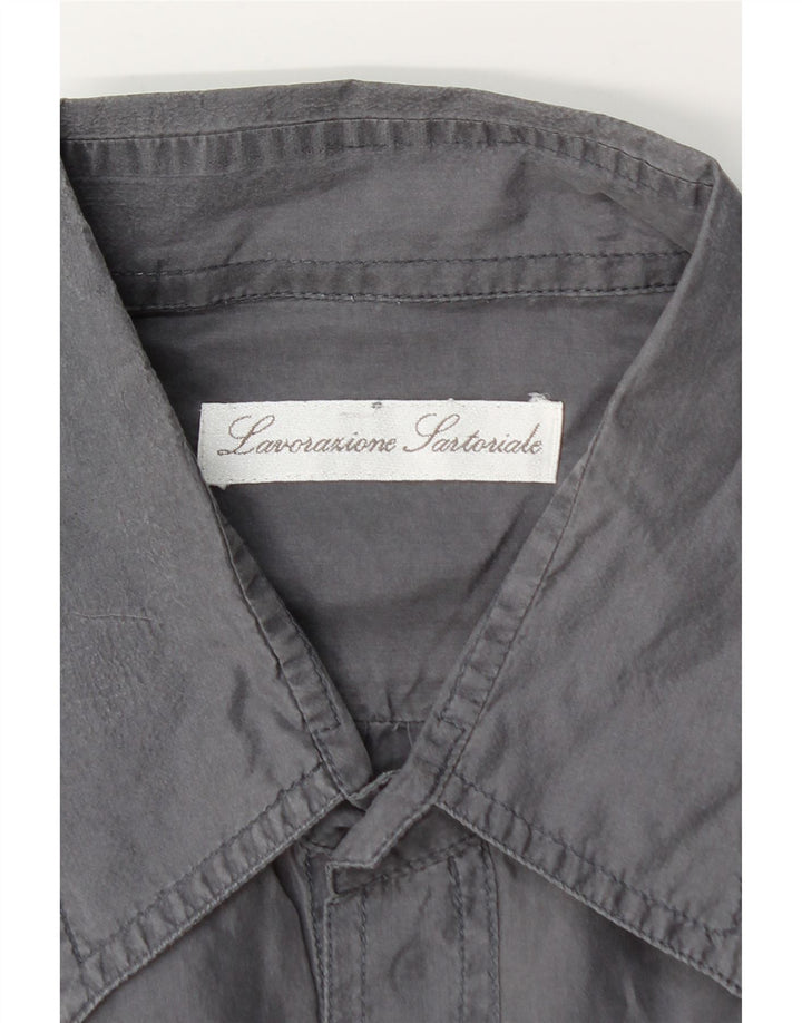 Koszula męska z krótkim rękawem w stylu vintage, 2XL, szara