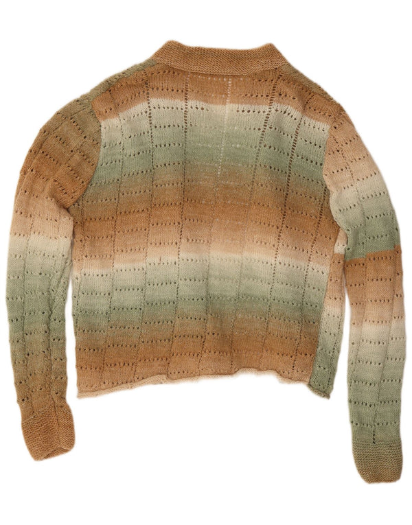 Vintage damski sweter rozpinany UK 18 XL w brązowe paski