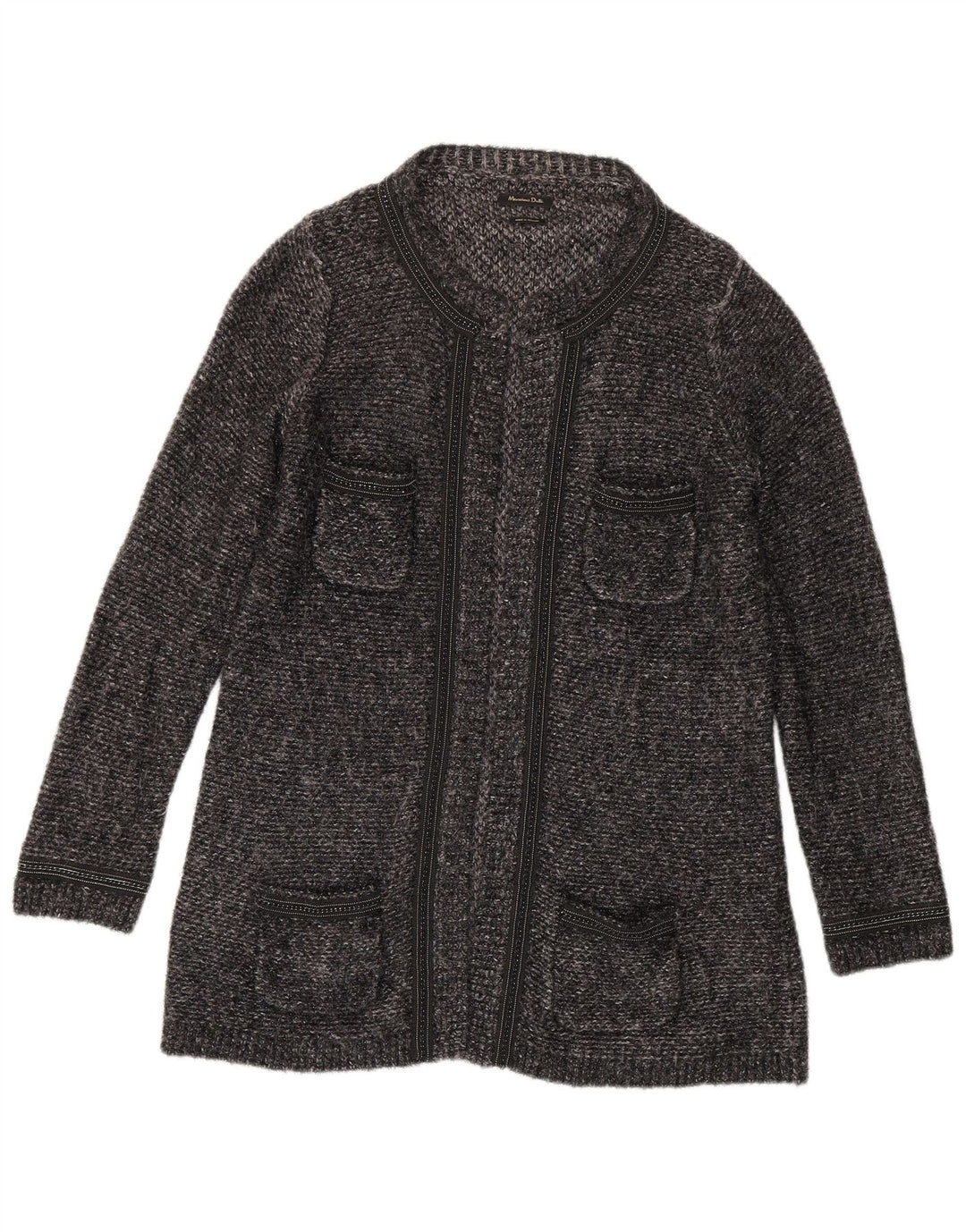 Sweter damski Massimo Dutti Longline Cardigan UK 14 Średni szary nakrapiany