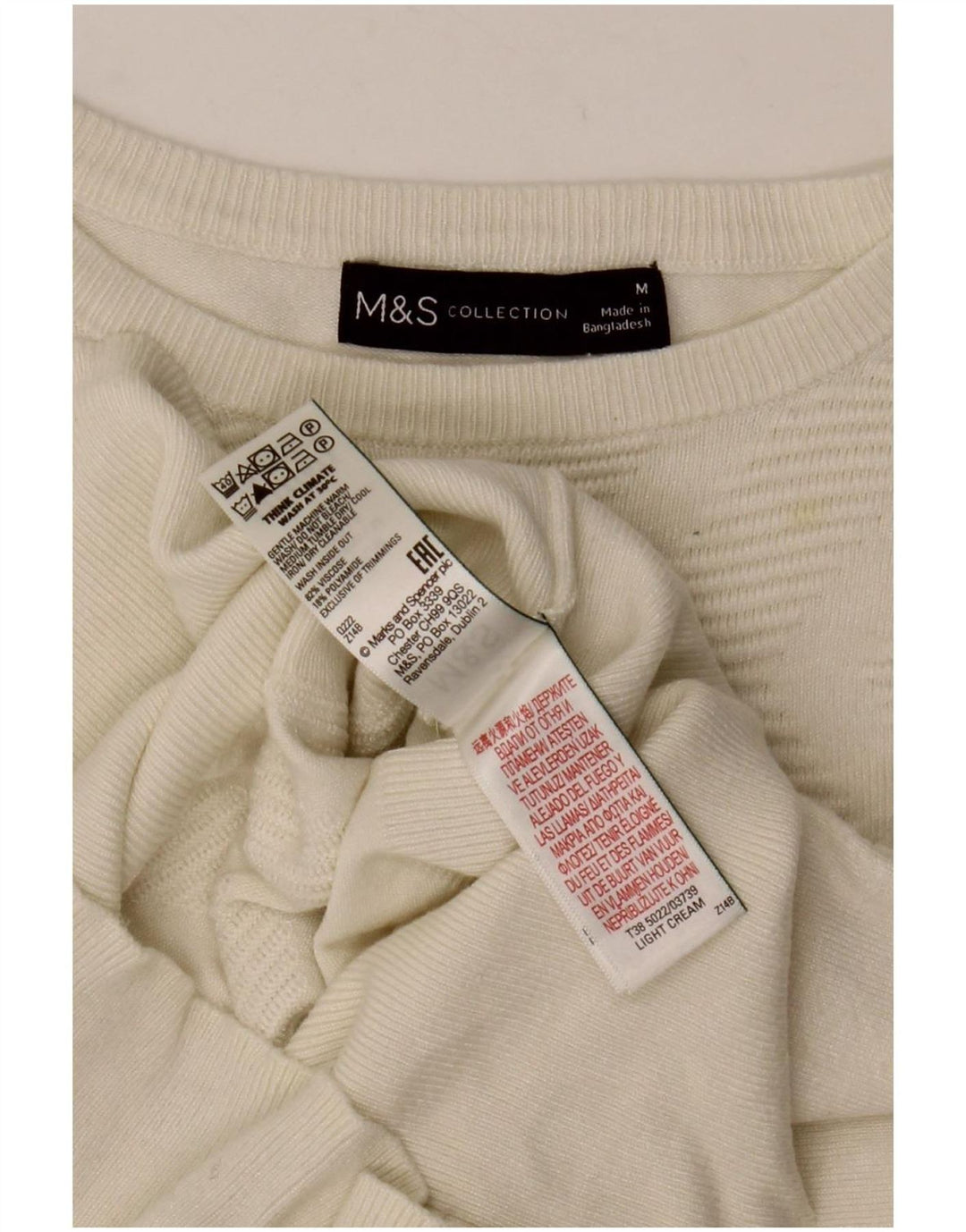 Marks & Spencer Damski sweter z dekoltem w łódkę, UK 12, średni złamanej bieli