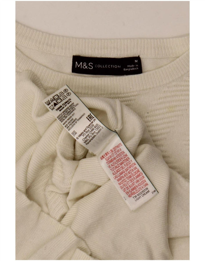 Marks & Spencer Damski sweter z dekoltem w łódkę, UK 12, średni złamanej bieli