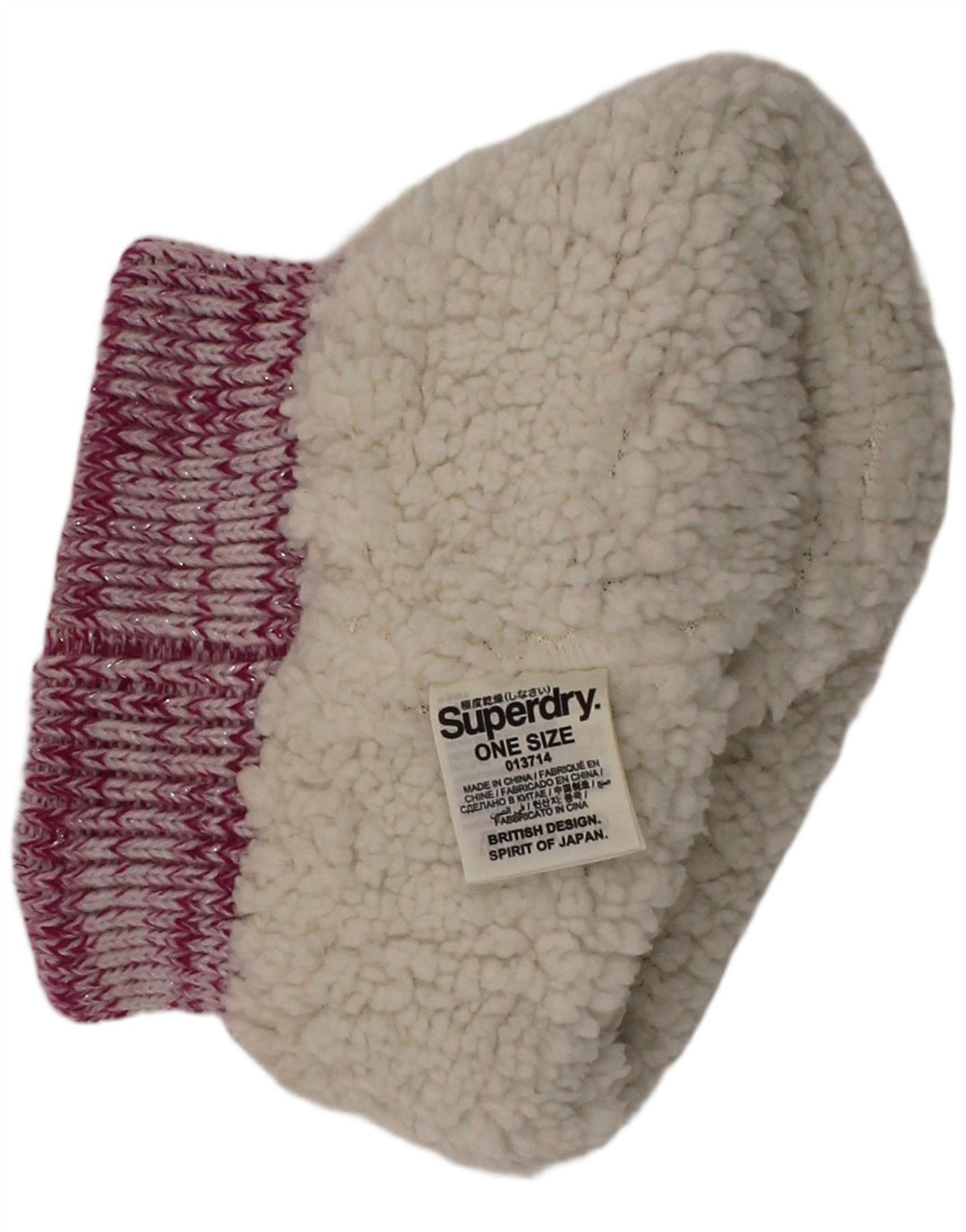 SUPERDRY Womens Knit Beanie Hat One Size Pink Flecked Polyester Winter