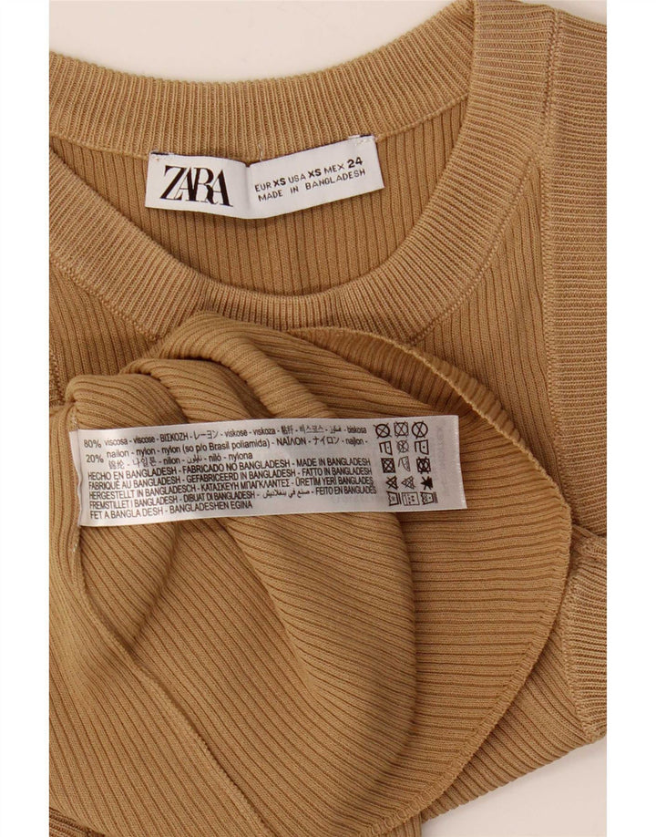 Top damski z kamizelką Zara UK 4 XS Beżowa wiskoza