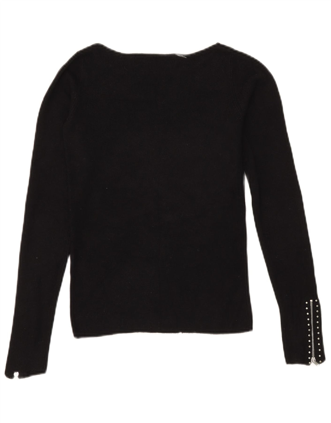 Damski krótki top Zara z długim rękawem UK 10 Small, czarna wiskoza