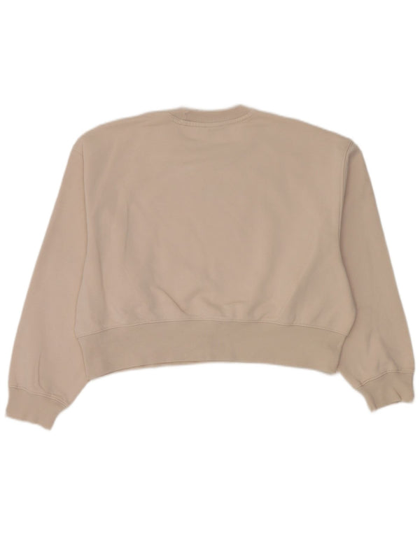 Damska bluza oversize Adidas Jumper UK 8/10 Mała beżowa bawełna