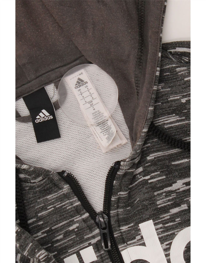 Męski sweter z kapturem i zamkiem błyskawicznym Adidas, mały, szary, nakrapiany poliester