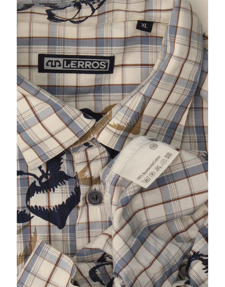 Koszula męska z krótkim rękawem LERROS XL, bawełniana w niebieską kratkę