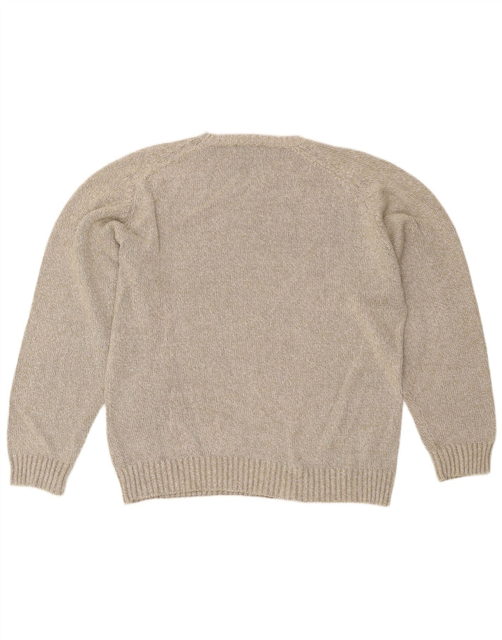 Męski sweter Kappa z okrągłym dekoltem, duży, beżowy, bawełniany