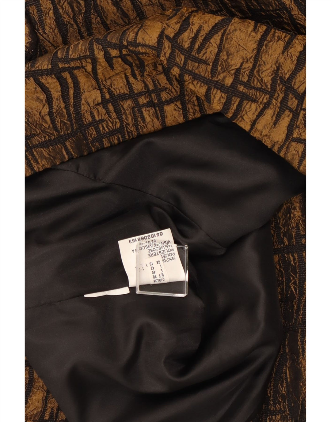 Damska marynarka z rękawem 3/4 VINTAGE UK 10, mała, brązowa, geometryczna