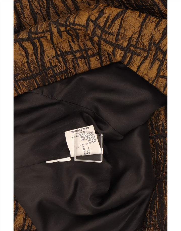 Damska marynarka z rękawem 3/4 VINTAGE UK 10, mała, brązowa, geometryczna