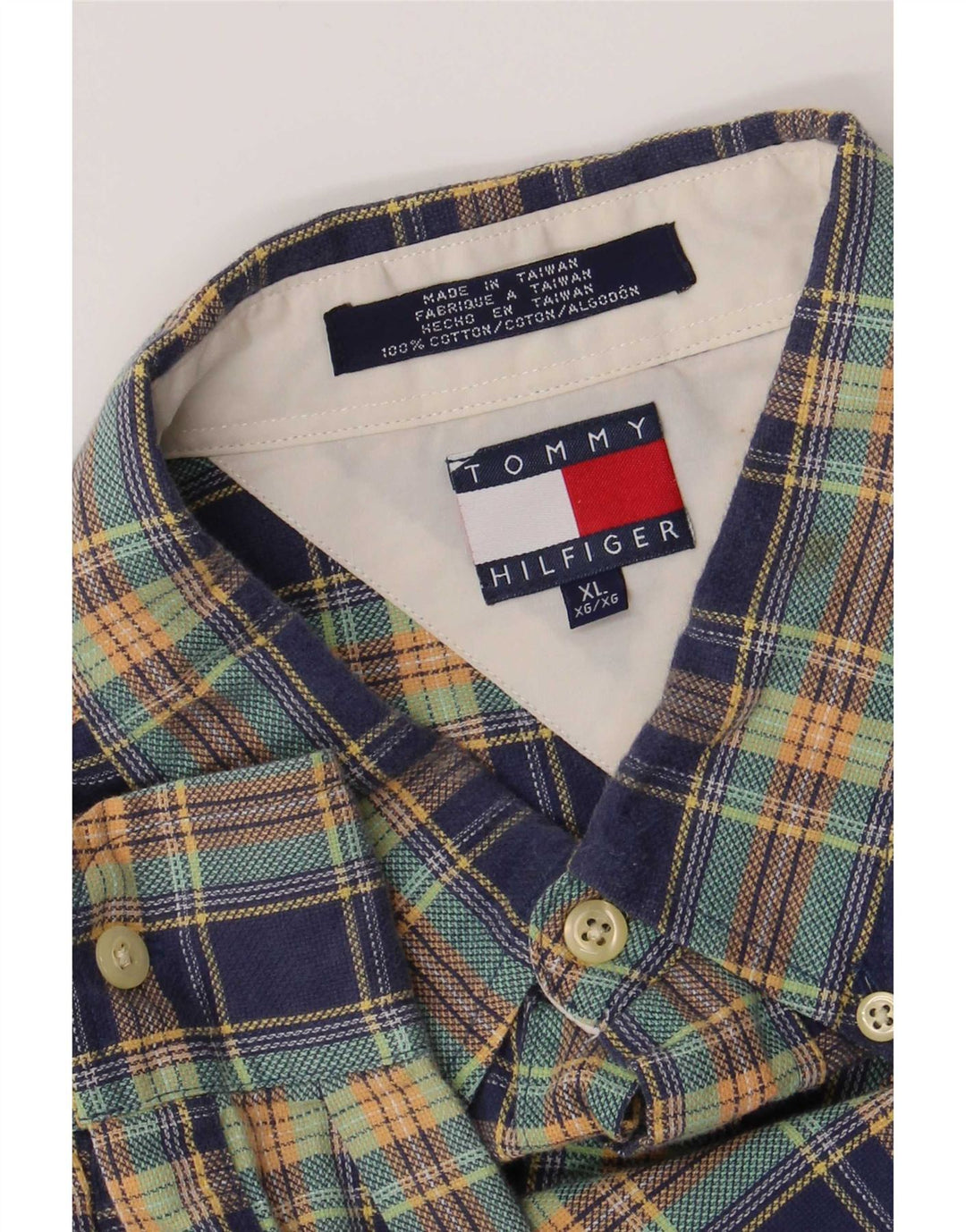 Koszula męska Tommy Hilfiger XL w niebieską kratkę, bawełniana