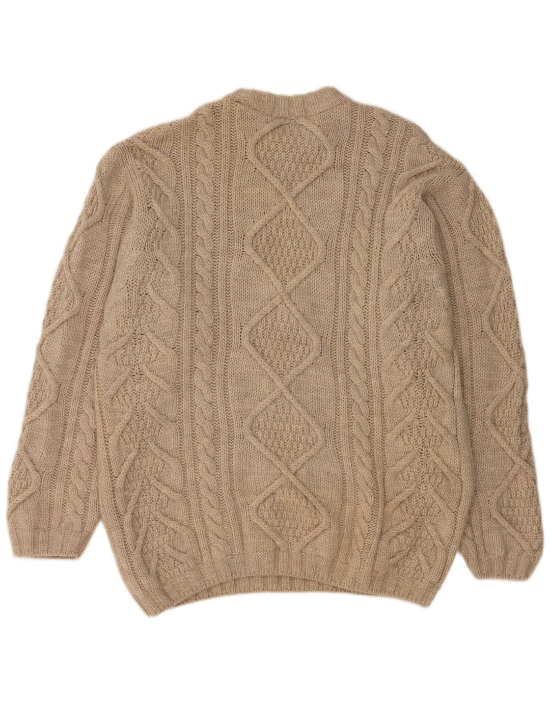 Marks & Spencer Męski sweter z okrągłym dekoltem, średnio beżowy, nowa wełna