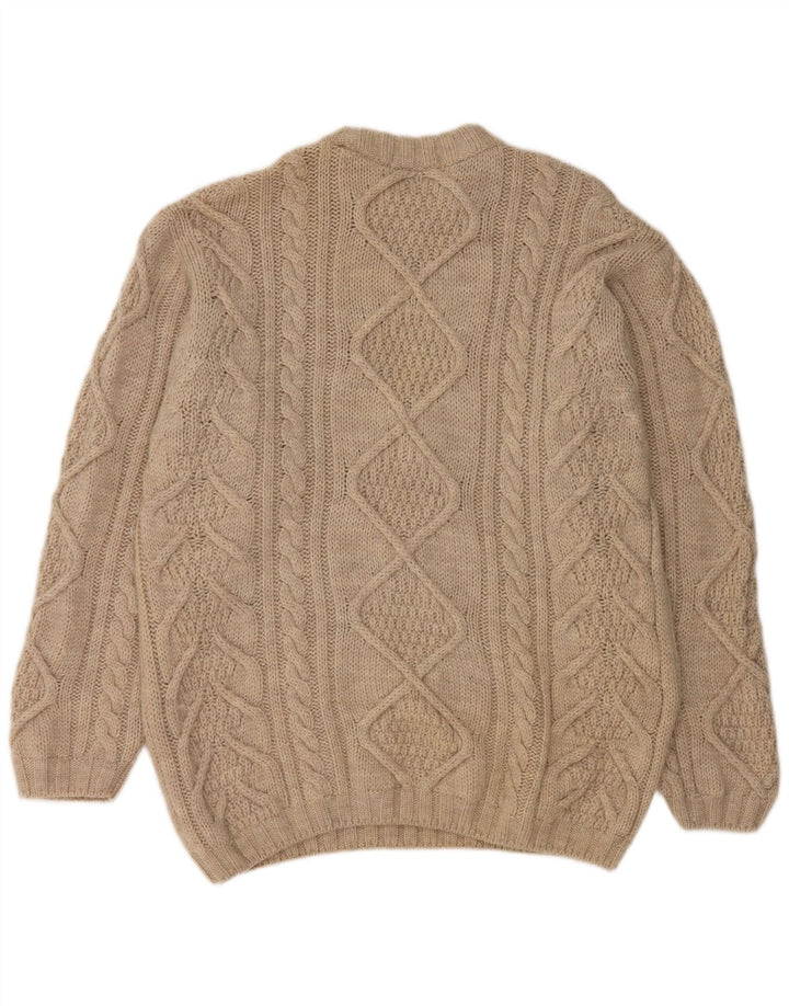 Marks & Spencer Męski sweter z okrągłym dekoltem, średnio beżowy, nowa wełna