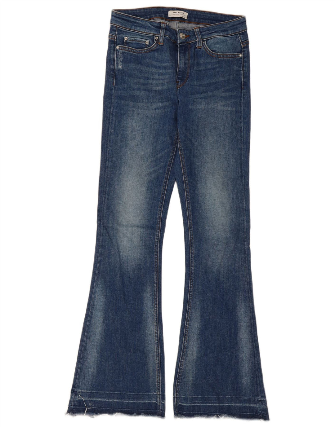 Damskie jeansy rozkloszowane Zara EU 34 2XS W24 L31 Niebieskie