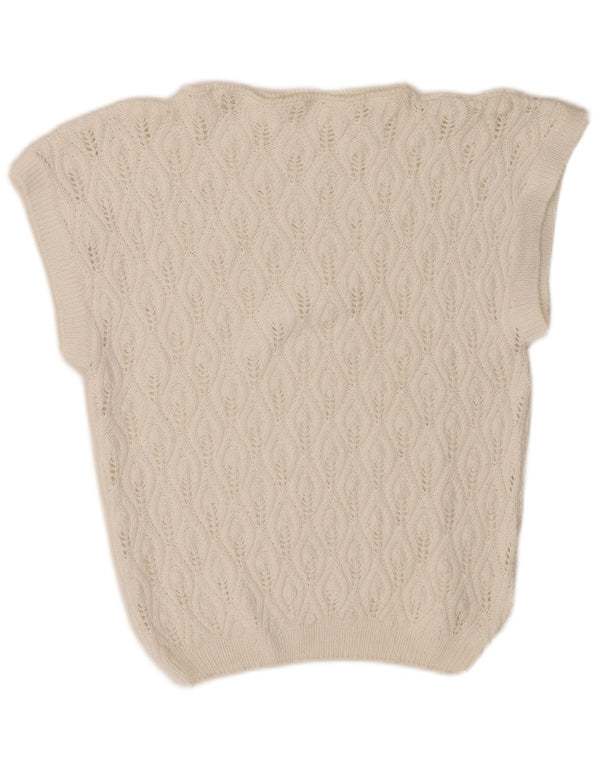 Tank top damski w stylu vintage, kamizelka, UK 10, mały, biały