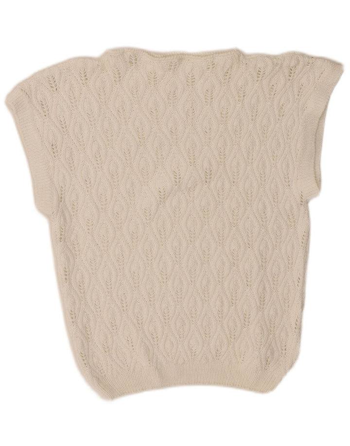 Tank top damski w stylu vintage, kamizelka, UK 10, mały, biały