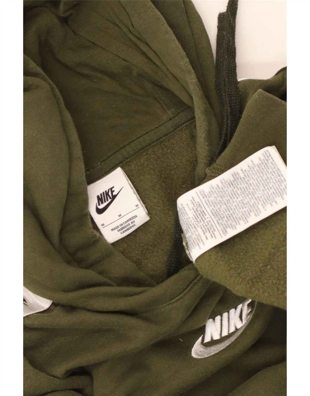 Damska bluza z kapturem NIKE z grafiką, UK 14, bawełna w kolorze średniego khaki