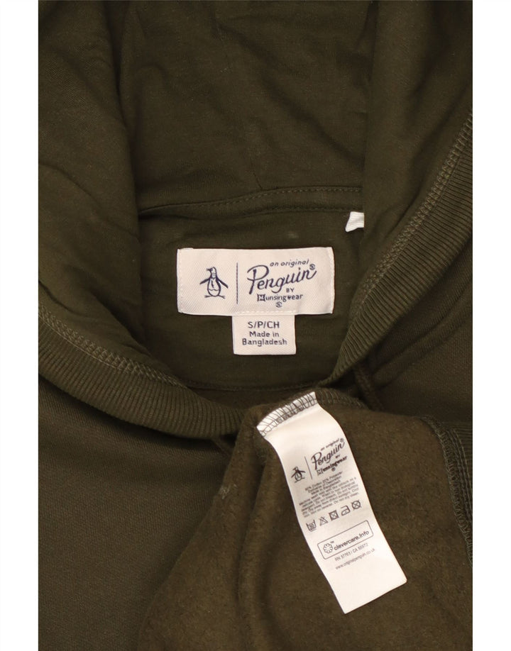 PENGUIN Męski sweter z kapturem i zamkiem błyskawicznym, mały, bawełniany khaki