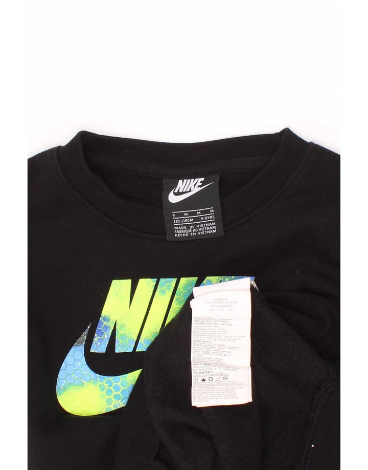 Chłopięcy sweter z grafiką Nike, 5-6 lat, średni czarny, bawełniany
