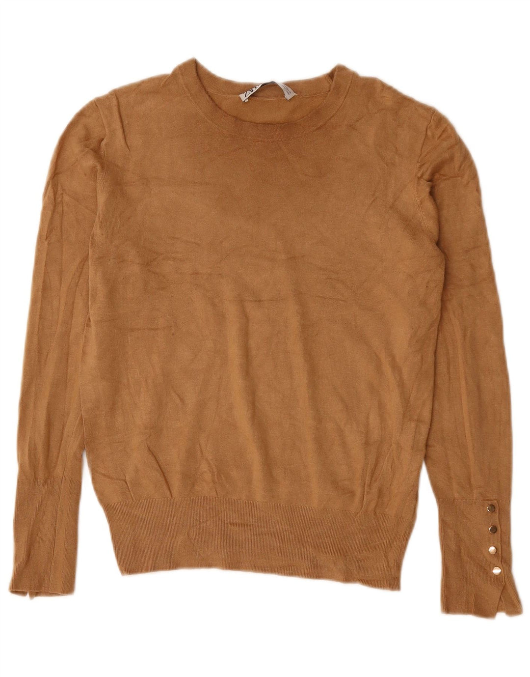 Damski sweter ZARA z dekoltem w łódkę UK 12 Średni brązowy wiskoza